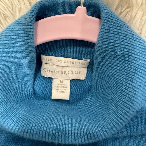 Charter Club 100% Cashmere Pullover
Sweater 2-Ply M Mock Neck Blue - Picture 7 of 8